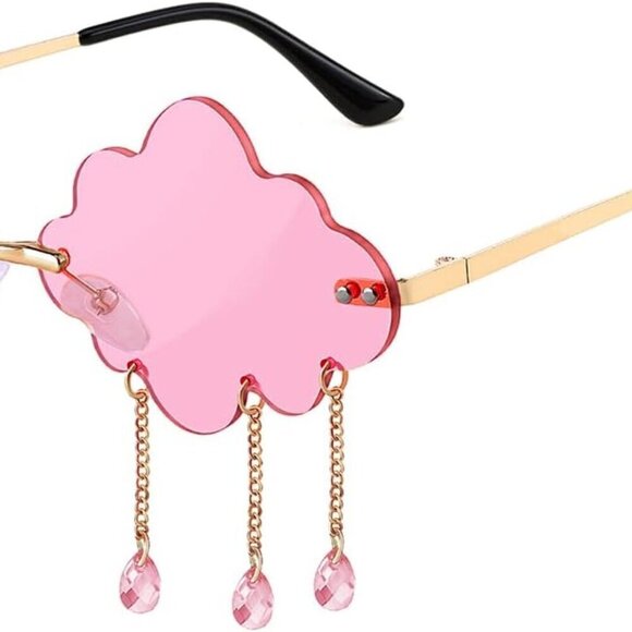 Accessories - Retro Cloud-Shaped Tassel Sunglasses Rimless Women Party Disco Fashion